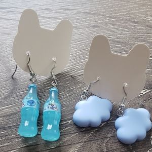 Blue soda and clouds earrings bundle